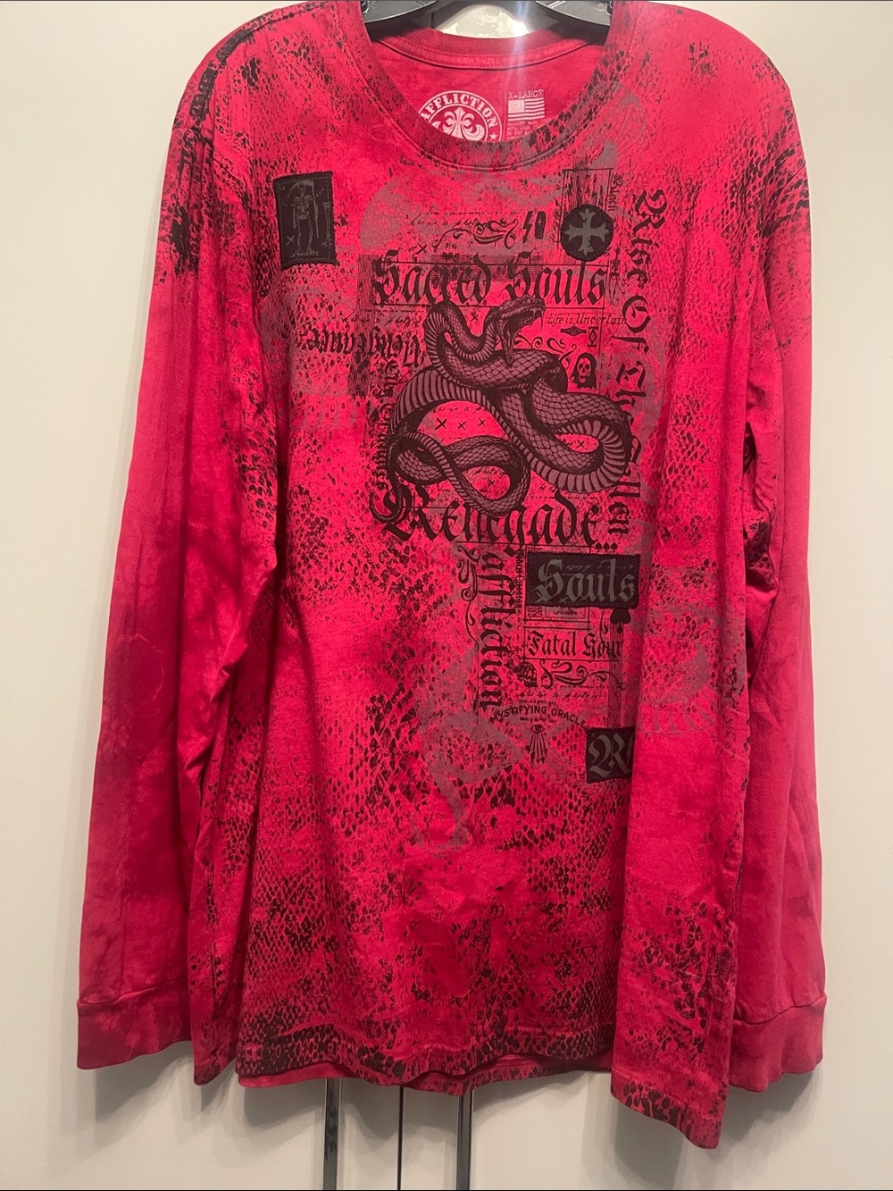 Affliction Red Graphic Tee with White Logo